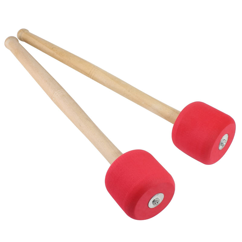 [AUSTRALIA] - Murtenze 2Pack 12.8" Bass Drum Mallet Drum Stick, Wool Felt Head Mallets Percussion Instrument Band Accessory (Red) Red 