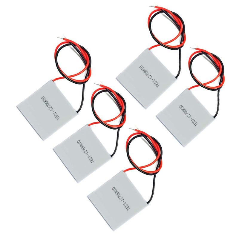 Kiro&Seeu 5pcs TEC1-12706 Heatsink Semiconductor Refrigeration Tablets 5.8A 12 Volt 60W Watt Thermoelectric Cooler Cooling Peltier Plate Module 40x40MM, (EC112706-MD-5pcs)