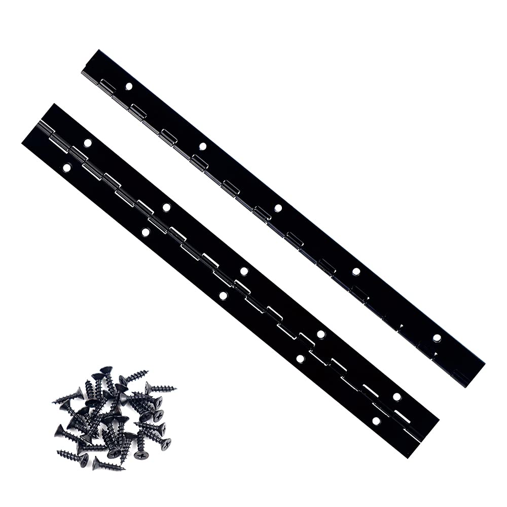 2PCS 12 Inch Black Piano Hinges for Cabinet Hinges Heavy Duty 12 Inch Continuous Hinges Sliver Stainless Steel 304 Long Hinges Door Hinges, Cabinet Door Hinges 2pack 12 inch(Black)