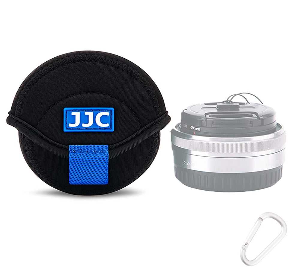 JJC Water Resistant Neoprene Camera Lens Pouch Case, Fold-Over Lens Bag for Mirrorless Lenses Up to 2.4 x 1.6 (D X H) for Canon EF-M 22mm f/2, Sony E PZ 16-50mm f/3.5-5.6, Fujifilm XF27 f/2.8 etc. 2.4 x 1.6"