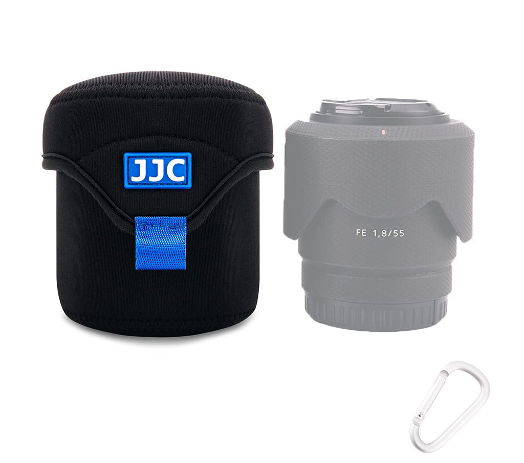 JJC Water Resistant Neoprene Camera Lens Pouch Case, Fold-Over Lens Bag for Mirrorless Lenses Up to 3.1 x 3.1 (D X H) for Sony FE 50mm f/1.8, Canon RF 35mm f/1.8, Fujifilm XF 23mm f/1.4 etc. 3.1 x 3.1"