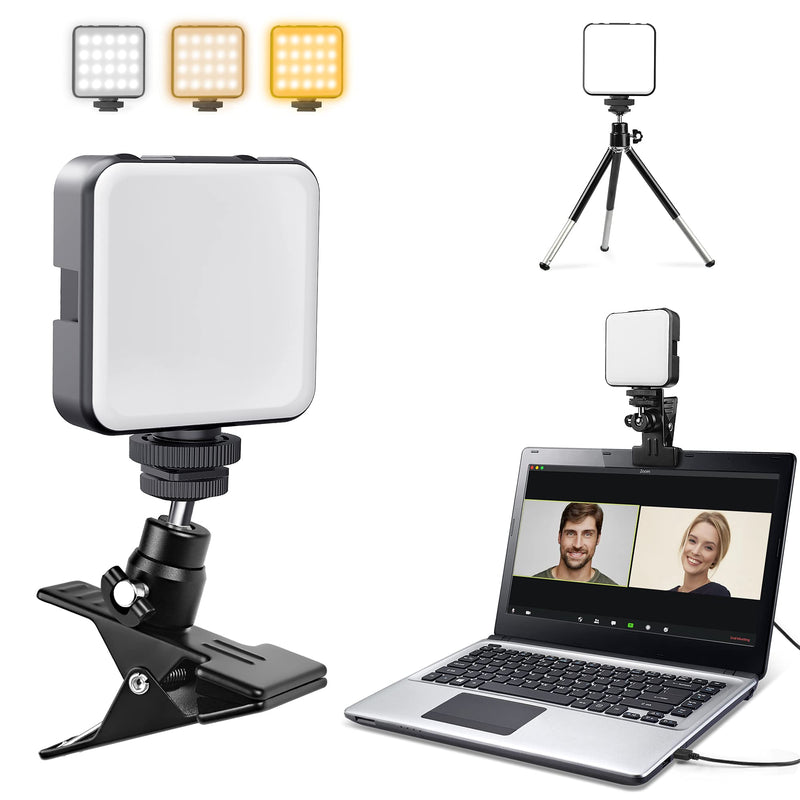 Hagibis Video Conference Lighting Kit with Clamp and Tripod,Webcam Lighting Clip on Computer Laptop Monitor,Built-in 2000mAh Rechargable Battery for Video Conferencing/Zoom Lighting/Remote Working 3 Colors