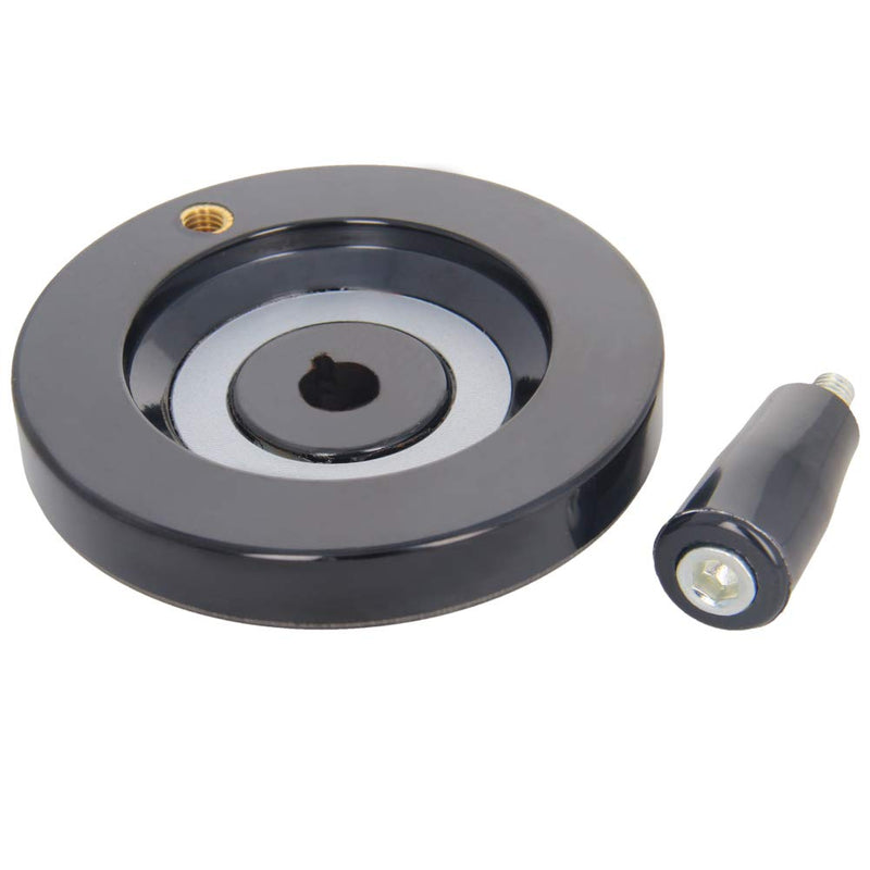 Bettomshin 3.15inch Anti-Slip Lathe Back Ripple Handwheel Black bakelite w Revolving Handle,Center Hole Diameter 10mm/0.39inch for Milling Machine Lathes Grinders Black