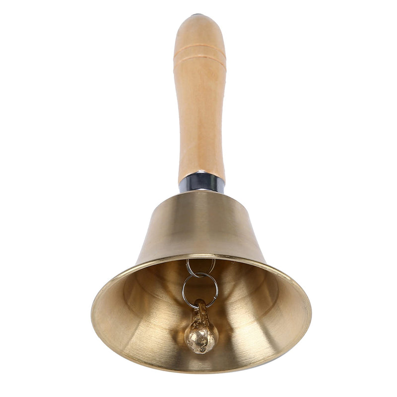 Extra Loud Solid Brass Hand Call Bell with Wooden Handle 3.15"D