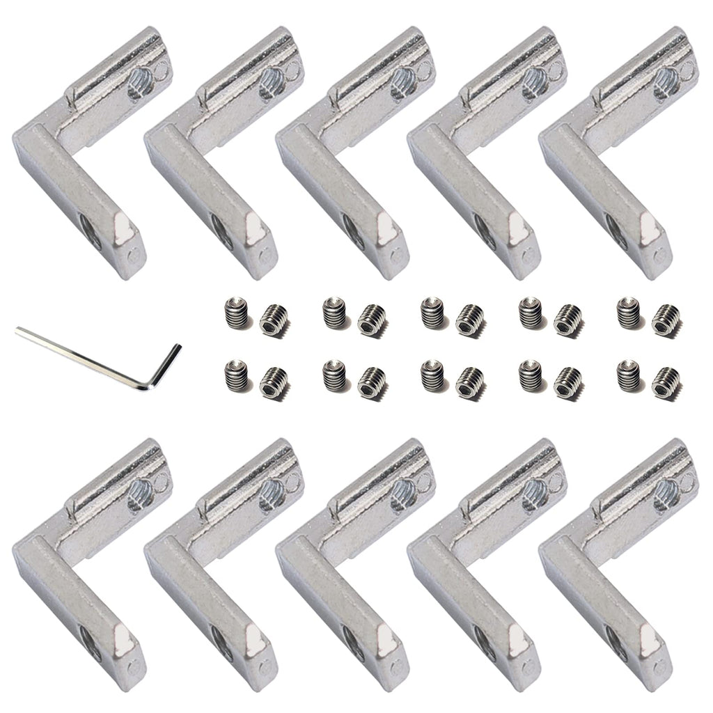 10Set 2020 Series T Slot L-Shape Interior Inside Corner Connector Joint Bracket with Screws and Wrench for 6mm Slot Aluminum Profile Extrusion Linear Rail Accessories