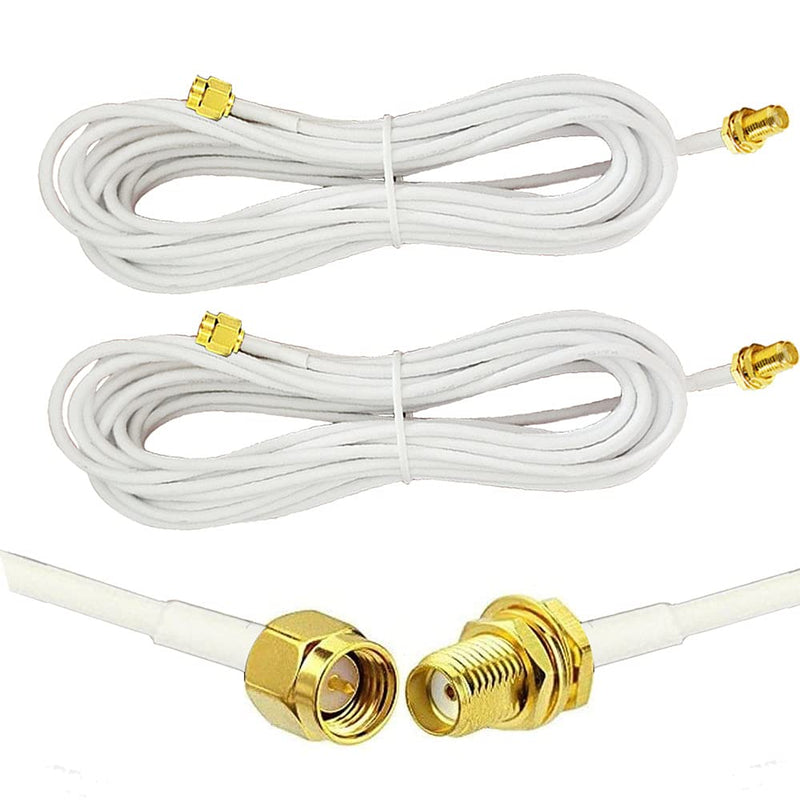 CORONIR 33ft SMA Extension Cable SMA Male to SMA Female WiFi Antenna Extension Cable for Wireless LAN Router Bridge & Cellular Antenna Wireless Network Card Security IP Camera-Pack of 2 White 33ft-Pack of 2