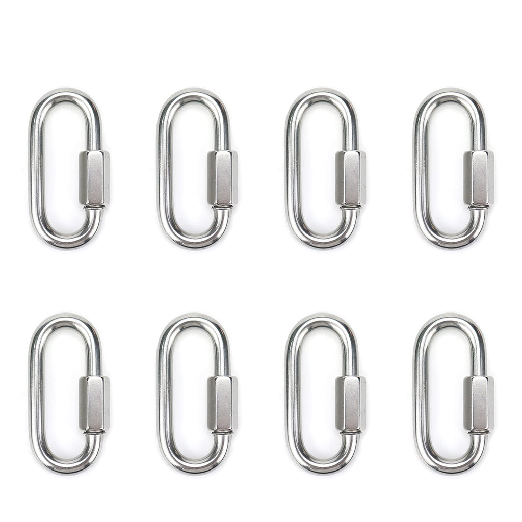 Quick Link Mcredy 304 Stainless Steel D Shape Locking Carabiner Quick Link Chain Connector M8 1320 LB Silver Pack of 8