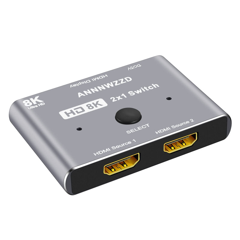 ANNNWZZD HDMI Switch 8k @ 60Hz,Directional HDMI Switch 2in 1out 4K@120Hz Switch Converter Compatible with Xbox PS5 Projectors Monitors