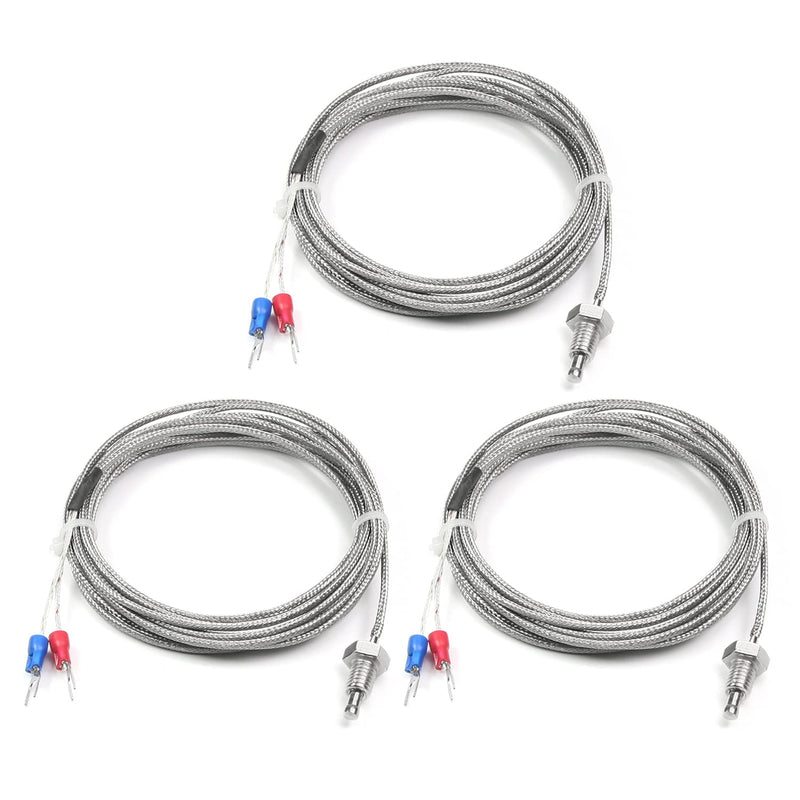 [AUSTRALIA] - Bettomshin 3Pcs 3M/9.84Ft K-Type Thermocouple Probe, M8 Thread Temperature Sensor Cable Measure Range 0-800±1.5% ℃ K Sensor Screw Probes Silver 3M/9.84Ft Length 3pcs 
