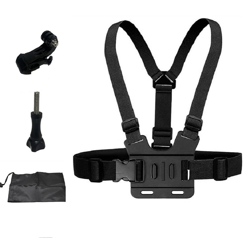 Adjustable Chest Strap Mount Elastic Action Camera Body Belt Harness with J Hook for GoPro HD Hero 5 4 3+ 3 GoPro 6 7 8, black
