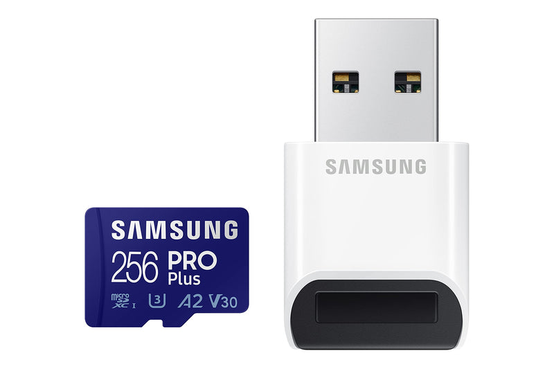 SAMSUNG PRO Plus + Reader 256GB microSDXC Up to 160MB/s UHS-I, U3, A2, V30, Full HD & 4K UHD Memory Card for Android Smartphones, Tablets, Go Pro and DJI Drone (MB-MD256KB/AM) PRO Plus/Reader