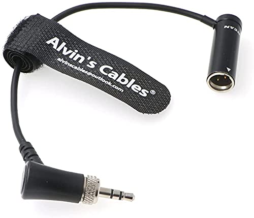 Low-Profile Mini-XLR 3-Pin Male to 3.5mm-TRS-Locking Audio-Cable for Canon-EOS-C70 to Sennheiser-EK-100 G4/G3 Cord TA3M-Mini to Right-Angle 3.5mm Screw-TRS Balanced Cable Alvin's Cables Black