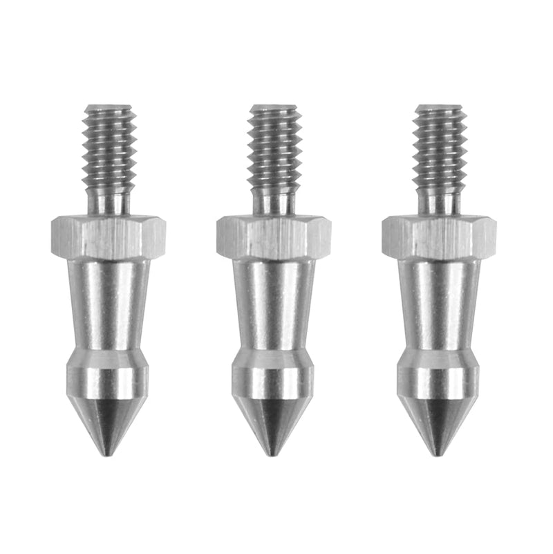 Foto&Tech 3 Pieces Stainless Steel Tripod Feet Spike Compatible with Benro Gitzo Induro Kingjoy Manfrotto, Thread Tripod Foot Replacement for Smooth and Uneven Surfaces (1/4) 1/4