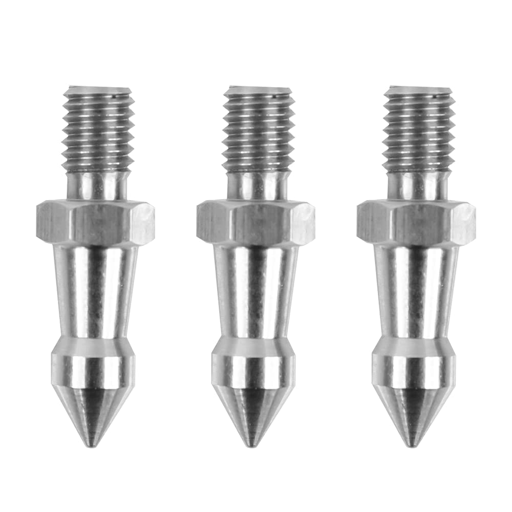 Foto&Tech 3 Pieces Stainless Steel Tripod Feet Spike Compatible with Benro Gitzo Induro Kingjoy Manfrotto, Thread Tripod Foot Replacement for Smooth and Uneven Surfaces (M8) M8