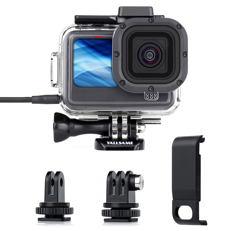 YALLSAME Skeleton Case Side Open Housing for GoPro Hero 10 9 Black with Metal Battery Cover Side Door Replacement Easy Charging Protective Accessories Kit for GoPro 9 10 Black Housing case with Side door for Hero9 10