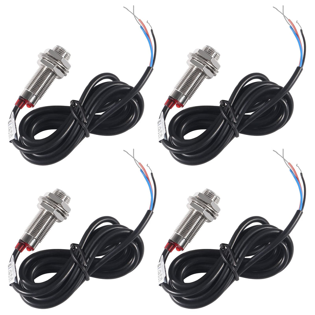 ACEIRMC 4pcs 10mm NJK-5002C Hall Effect Proximity Sensor Proximity Switch NPN 3-Wires Normally Open with Magnet DC5-30V NJK-5002C