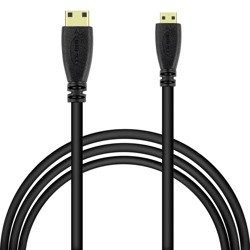 BronaGrand Micro HDMI Male Type D to Type C Mini HDMI Male Connector Adapter Cable Cord Black 1.8M