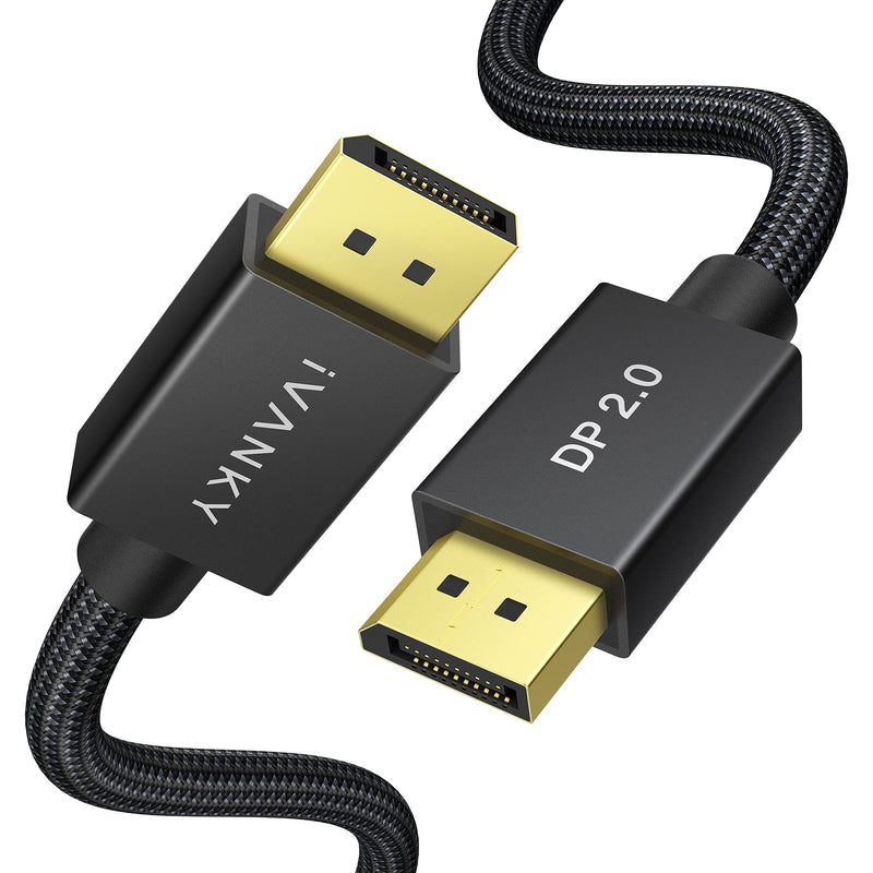 DisplayPort 2.0 Cable, iVANKY 16K DP 2.0 Cable with 80Gbps Bandwidth [16K@60Hz, 10K@60Hz, 8K@60Hz, 4K@165Hz], Support HDR, HDCP 2.2, 3D, ARC, Compatible with Gaming Monitor, TV and More (6.6ft) 6.6ft