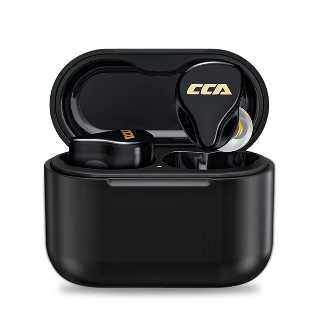 CCA CC4 True Wireless Earbuds Deep Bass Hybrid Dynamic Driver Bluetooth Earbud Touch Control Stereo Earphones Noise Cancelling Sport Headphones with Mic (Black) Black