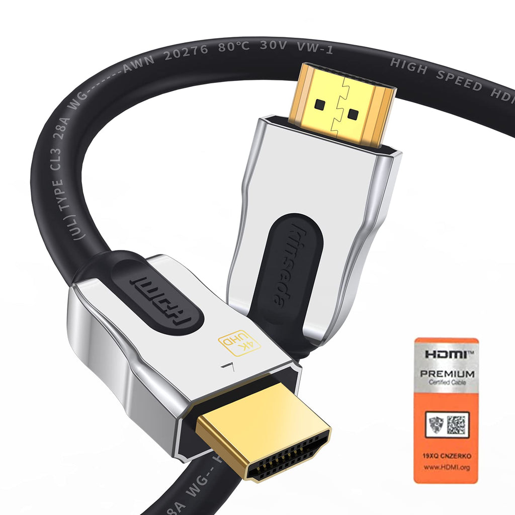 kinseda 4K HDMI Cable,HDMI 2.0 Cable 15ft CL3 Rated 18Gpbs High Speed 28AWG Supports 2160p ARC 3D HDR Ethernet HDCP 2.2 for TV Xbox Switch etc.