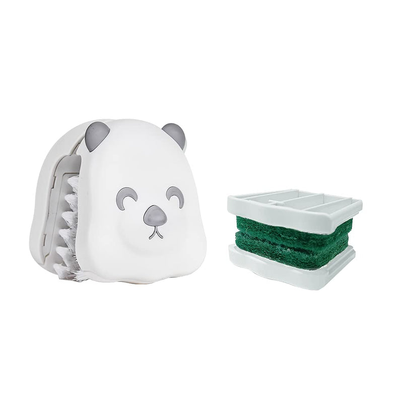 CQT BladeBrush Knife and Cutlery Cleaner Brush Bristle Scrub Kitchen Washing Non-Slip ,B002-1 Changeable Scrub Head and Scouring Pad (White) White