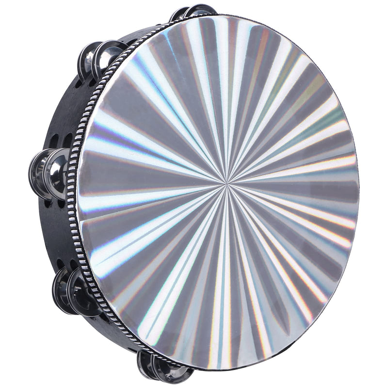[AUSTRALIA] - Dreokee Radiant Tambourines, 6 inch Tambourine with Double Row Jingle Reflective Hand Drum Percussion Handheld Drum Bell Musical Instrument Hand Held Percussion for Adults Church, KTV, Party, Games 6 inches 