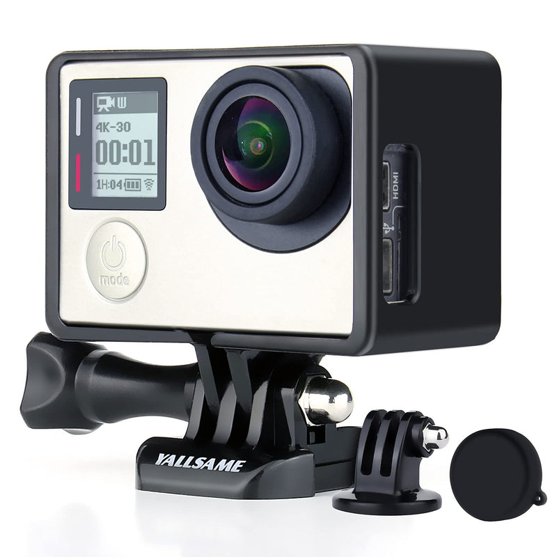 YALLSAME Frame Mount Protective BacPac Housing Case with Lens Cap for GoPro Hero 4 Black / Hero 4 Silver / Hero 3+ / Hero 3 Action Camera Ideal for Hiking / Traveling Recording BacPac Frame for HERO3/3+/4 Black Silver