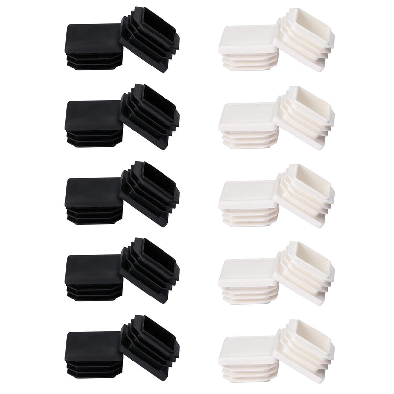 20PCS 1-1/4" Plastic Plugs for Square Tubing, Square Plastic Plug Insert, Plastic End Caps for Square Tube Post, Glide Protection for Chairs Tables Furniture Floor (Black/White) 1-1/4 inch