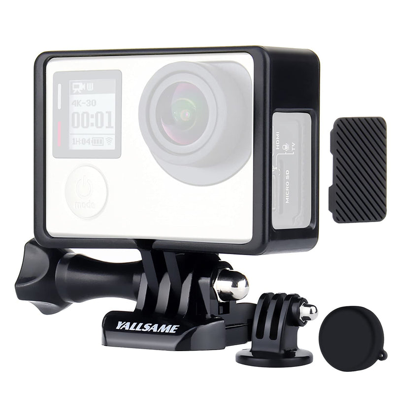 YALLSAME Frame Mount Case for GoPro Hero 4 Black 4 Silver 3 3+ with Lens Cap and Side Door Cap Protective Wire Connectable Skeleton Housing Case Accessories Kit for GoPro 4 3 3+ Action Camera Frame for HERO3/3+/4 Black Silver