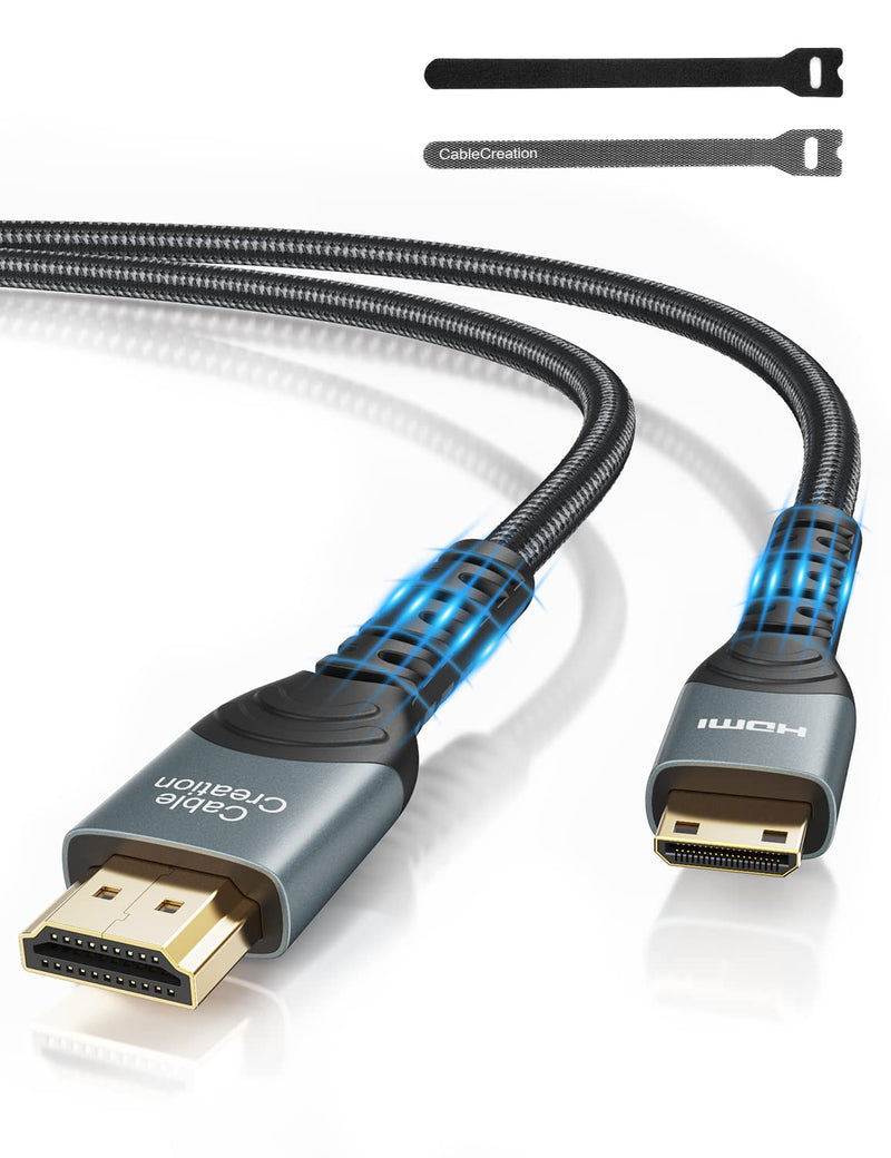 Mini HDMI to HDMI Cable 10FT, CableCreation High Speed 4K x 2K 60Hz Male to Male 4K HDMI Adapter, & Cable Tie, Compatible with Camera,Camcorder,Laptop,HDTV, Raspberry Pi Zero W