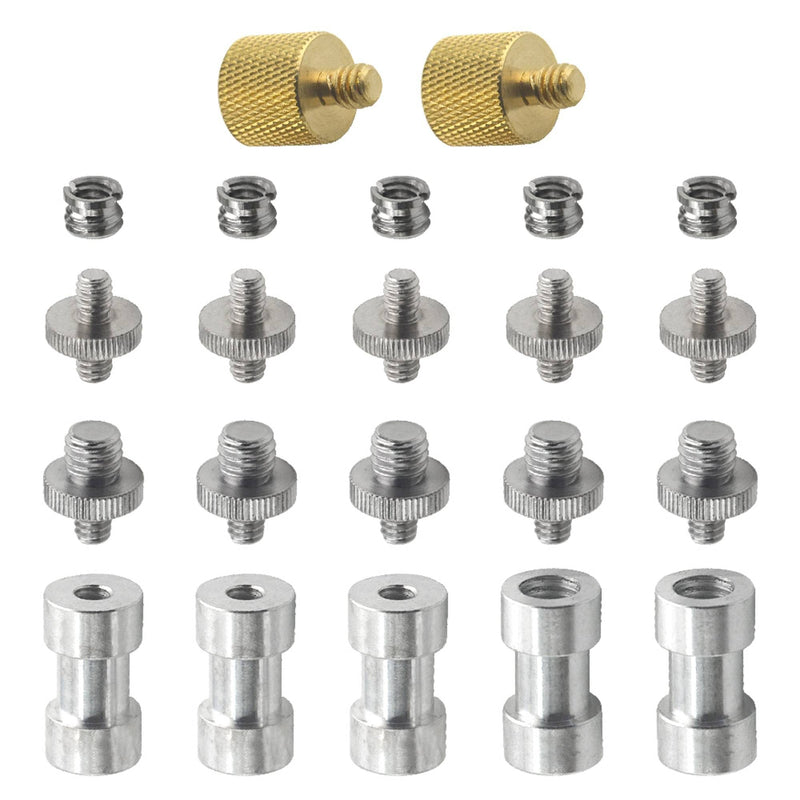 [AUSTRALIA] - XINMEIWEN 22Pack Camera Screw Adapter 1/4 to 1/4 Screw 1/4 to 3/8 Tripod Screw Adapter Brass Screw Adapter Camera Screw Mount Set for Camera Tripod Mono-pod Adapter-22P 
