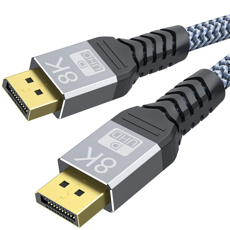 8K Displayport Cable 1.4, YOJOCK Monitor DP Cable 6.6ft/2M [8K@60Hz, 4K@144Hz, 2K@165Hz, HDR] High Speed DisplayPort to DisplayPort Cable Nylon Braided Compatible Laptop, PC, Gaming, TV (10FT) 10FT