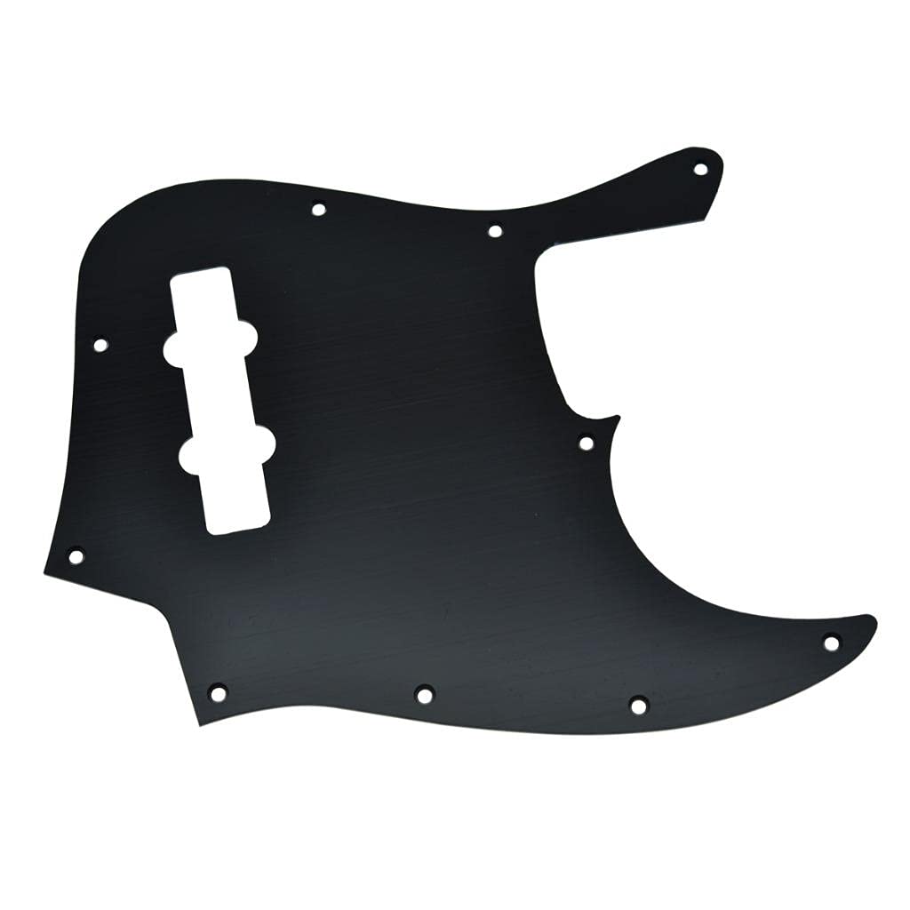 KAISH 10-Hole Metal Anodized Aluminium J Bass Style Pick Guard Modern Style Bass Pickguard for Jazz J Bass made in USA/Mexico Black