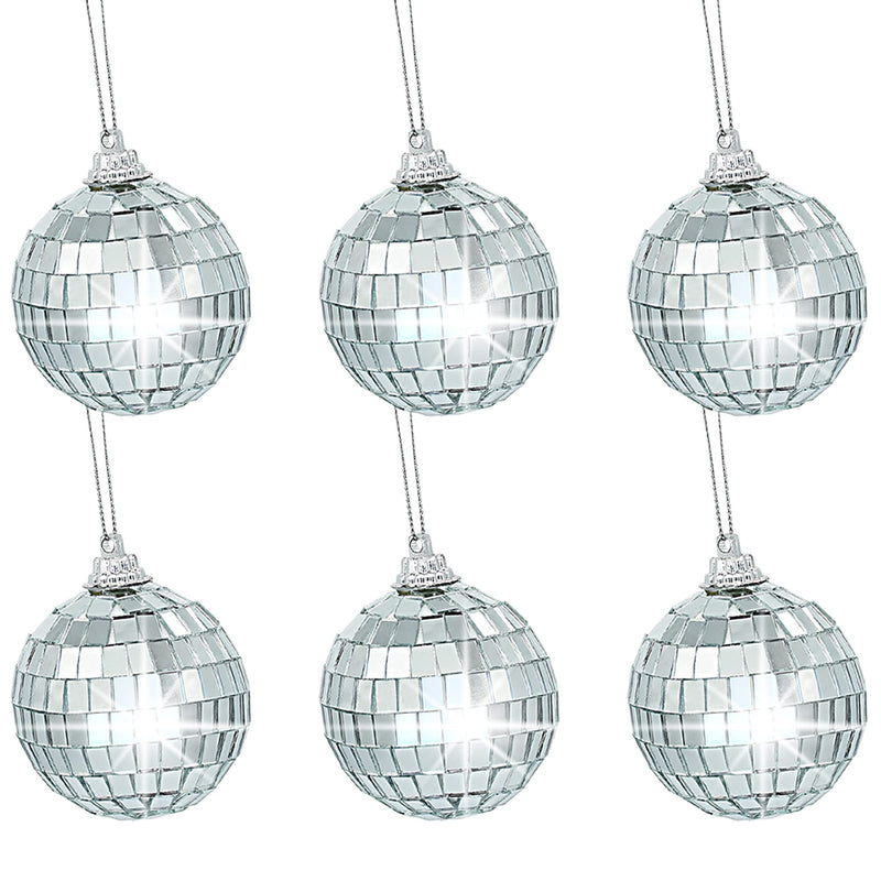 [AUSTRALIA] - Gondiane 6 Pcs 2 Inches Disco Ball Ornaments Silver Mirror Balls for Christmas Tree Wedding Party Decoration 