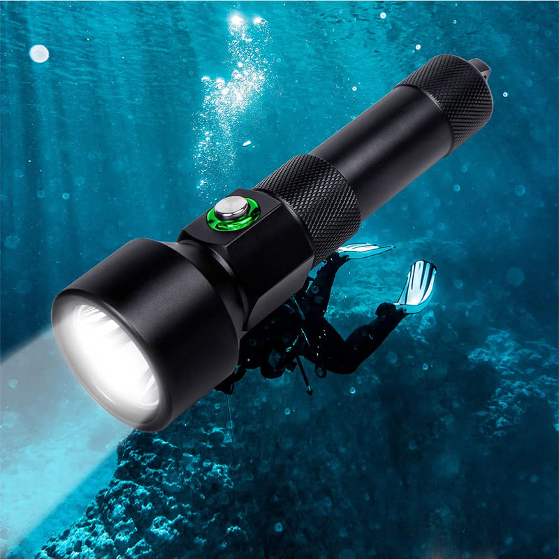 Odepro ND22 Diving Light, 1300 Lumens Scuba Night Dive Torch with 8 Degrees Narrow Beam Angle, IP68 Waterproof Submersible Flashlight with Battery Indicator, for 150 Meters Underwater Exploration