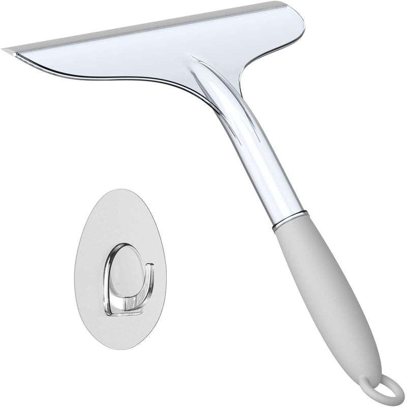 Shower Squeegee for Shower Glass Door Bathroom Tile and Mirror, Streak-Free Rubber Squeegee Wiper Cleaning Tools 1pcs With Hook