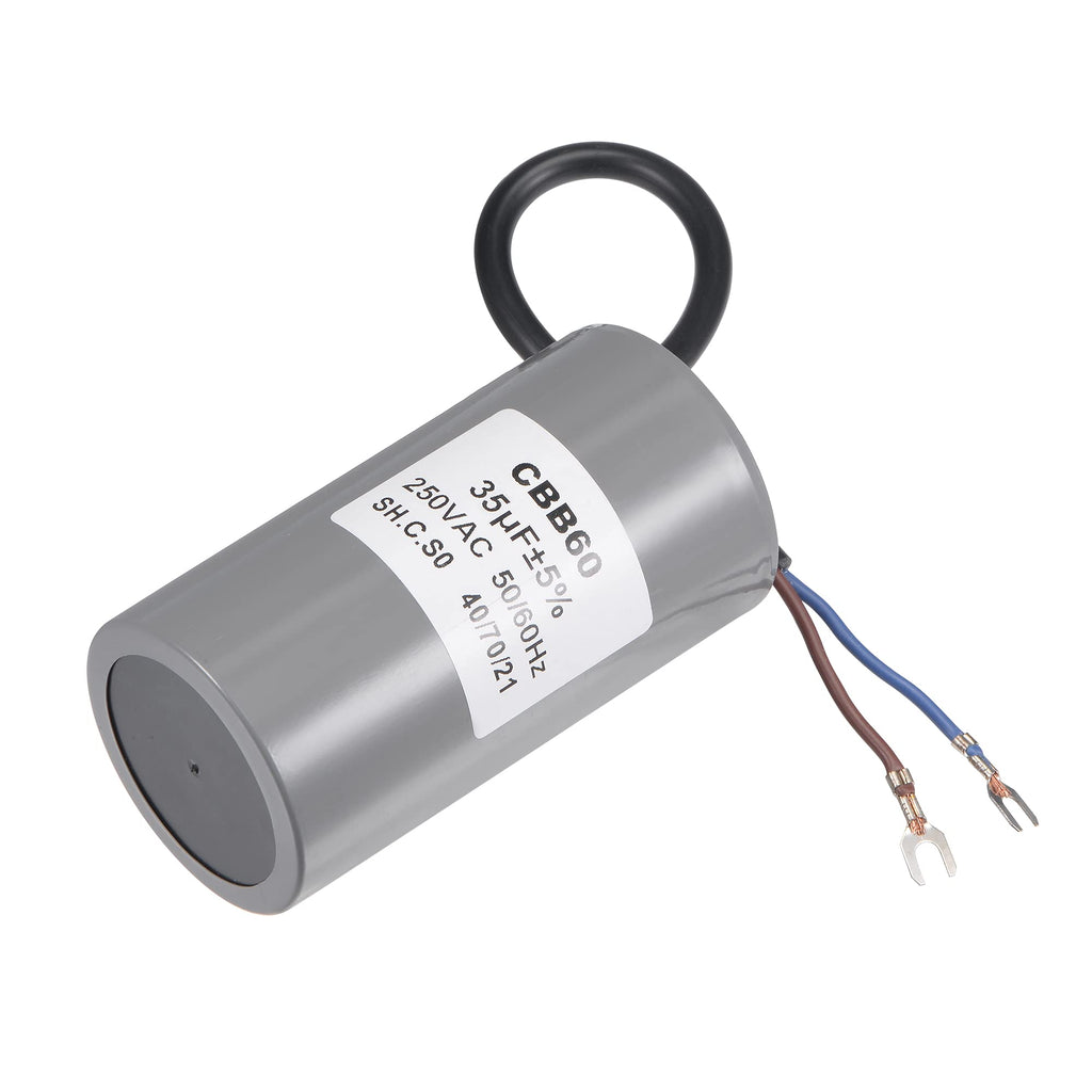 MECCANIXITY CBB60 Run Capacitor 35uF 250V AC 2 Wires 50/60Hz Cylinder 96x50mm with Terminal for Air Compressor Water Pump Motor