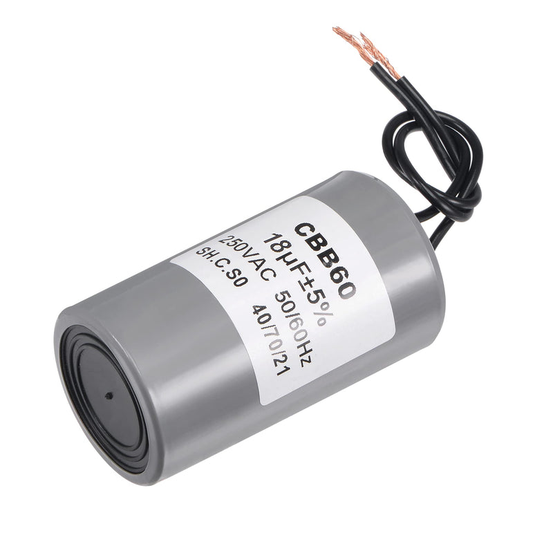 MECCANIXITY CBB60 Run Capacitor 18uF 250V AC 2 Wires 50/60Hz Cylinder 75x41mm for Air Compressor Water Pump Motor