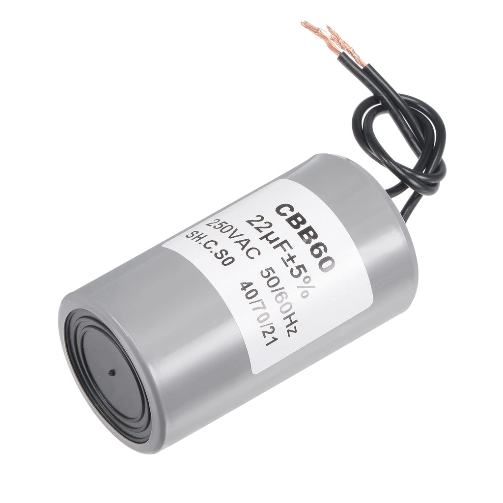 MECCANIXITY CBB60 Run Capacitor 22uF 250V AC 2 Wires 50/60Hz Cylinder 73x42mm for Air Compressor Water Pump Motor