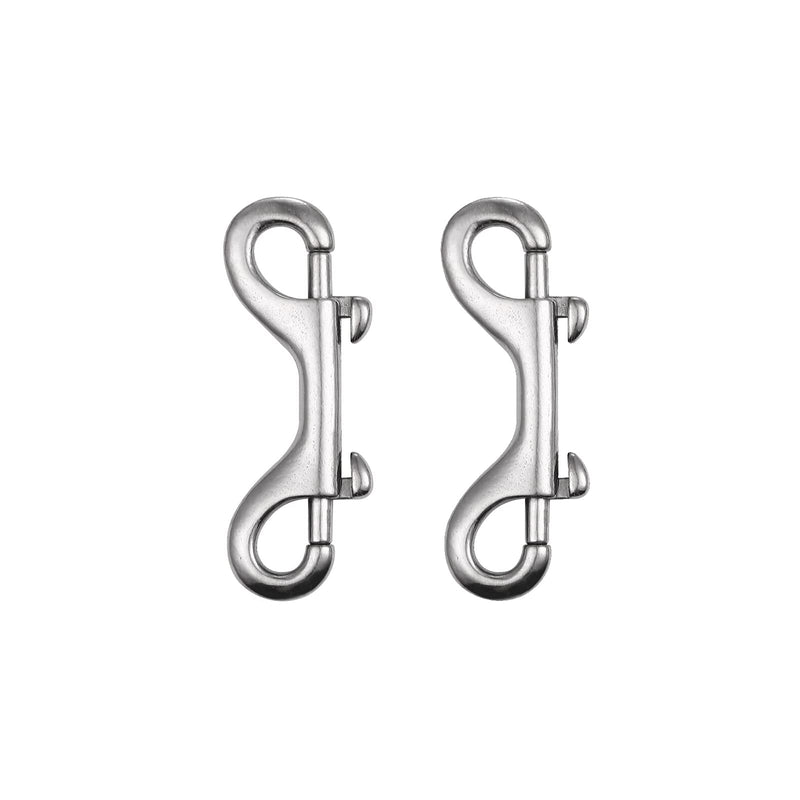 Double Ended Bolt Snap Hooks - 2 Pack Heavy Duty 316 Stainless Steel Trigger Chain 3.5 Inch Marine Grade Metal Clips for Farm Use,Water Bucket,Dog Leash,Horse Tack,Key Chain and Diving