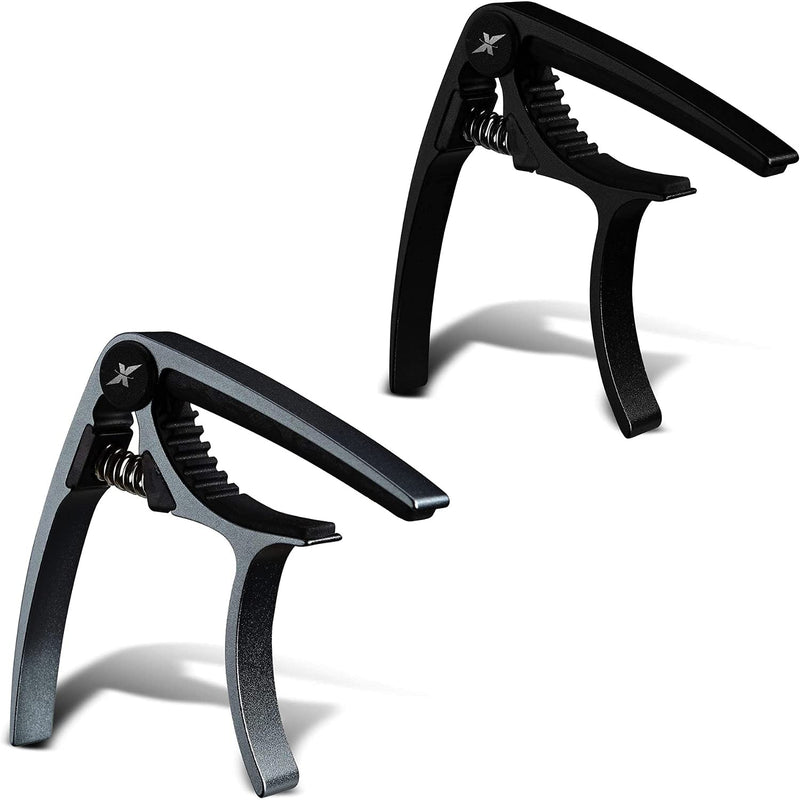 GUITARX X1 Capo for Acoustic Guitar, Electric Guitar Capo - Also For Bass, Ukulele, Banjo and Mandolin - #1 Brand Among Guitar Capos - Aluminum Alloy, 2-Pack