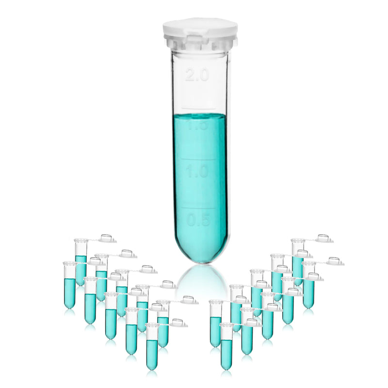 LABINVO 2ml Micro-Centrifuge Tube with Safe-Lock Cap, Frosted Writing Area, Round Bottom, PP Material, Molded Graduation10.3x40.5mm, Pack of 500, IN-MT20N Vol.2ml,500 pcs