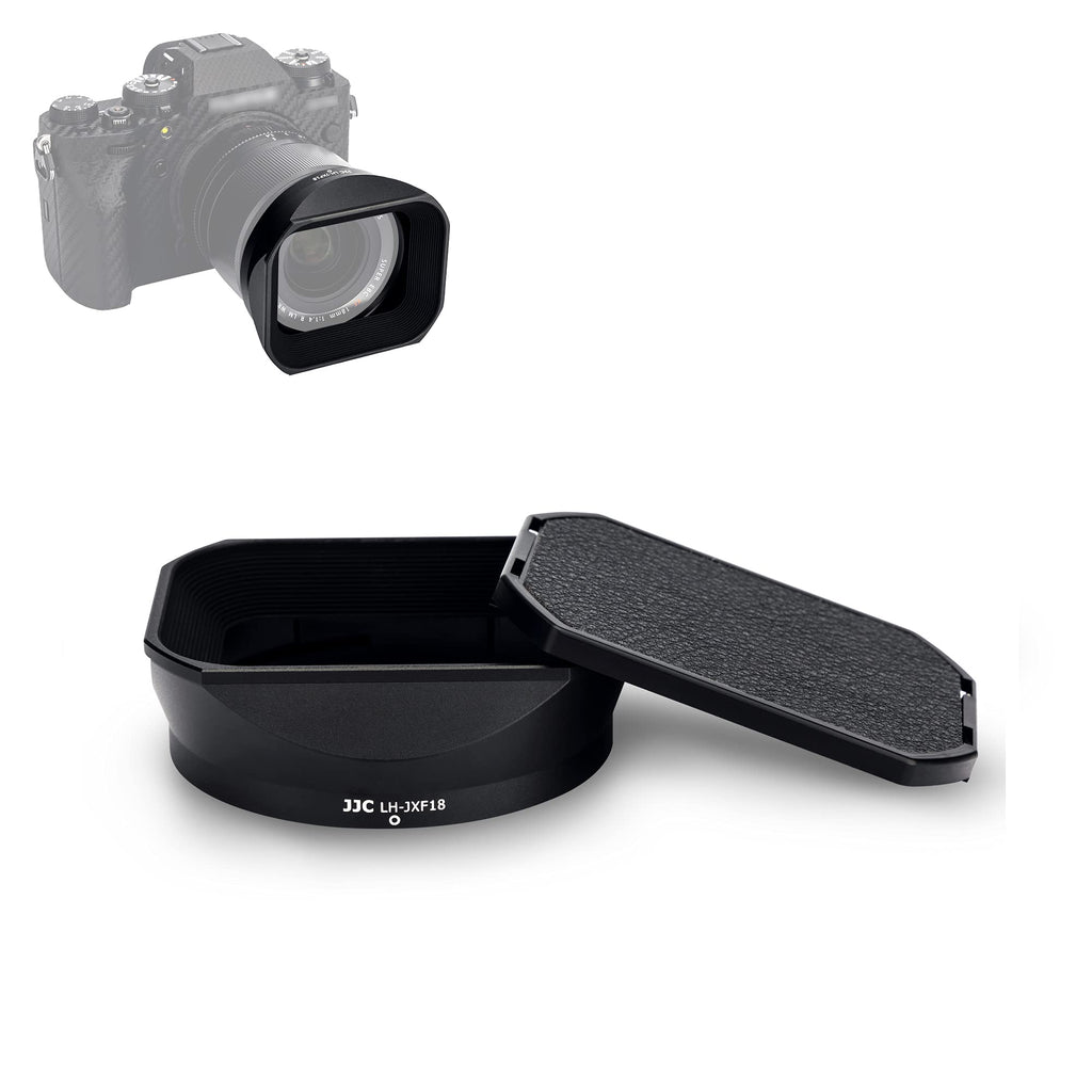 JJC Metal Square Lens Hood for Fujifilm Fuji Fujinon XF 18mm f/1.4 R LM WR Lens Replaces Fujifilm LH-XF18 Lens Hood with a Hood Cap on Camera X-T4 X-T3 X-S10 X-T30 X-T20 For XF 18mm f/1.4