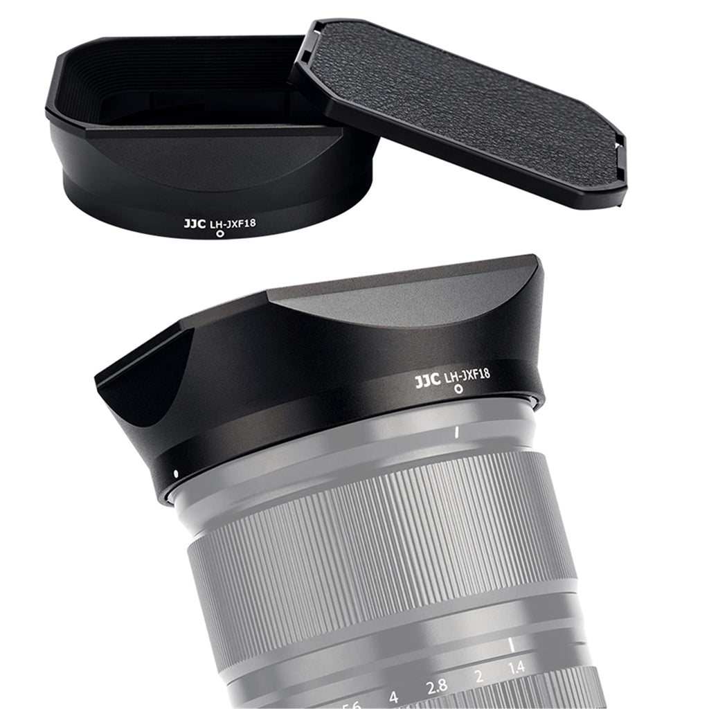 Square Metal Camera Lens Hood Cover Shade Protector with Hood Cap Replace Fuji LH-XF18 for Fujifilm Fujinon XF 18mm f/1.4 R LM WR Lens on Camera X-T4 X-T3 X-T2 X-T30 X-S10 X-Pro3 X-Pro2 X-E4 X-E3