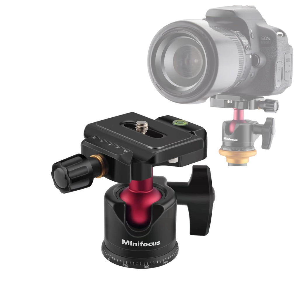 Camera Panoramic Tripod Ball Head Mount with Arca Swiss QR Plate Max Load 22lbs 360° Rotating 90° Tilting Fine Tuning Damping Tripod Head for DSLR Camera Camcorder Monopod Slider