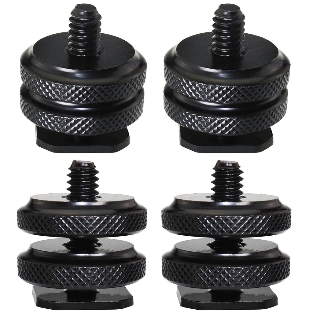 LUORNG 2PCS Hot Shoe Mount Adapter 1/4 Tripod Screw for DSLR Camera