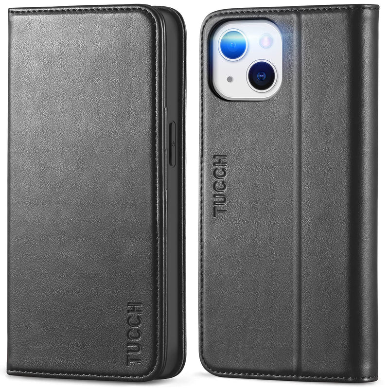 [AUSTRALIA] - TUCCH Case for iPhone 13 Wallet Case, Magnetic PU Leather Stand Flip Cover with [TPU Shockproof Interior Case], [RFID Blocking] [Card Slot] Folio Case Compatible with iPhone 13 6.1-inch 2021, Black 