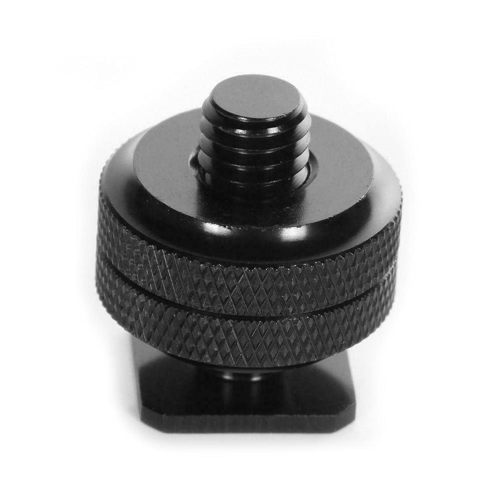 FocusFoto 3/8" to Cold Shoe Screw Adapter for Camera Hot Shoe Mount Double Nut Umbrella Flash Bracket Holder Ballhead
