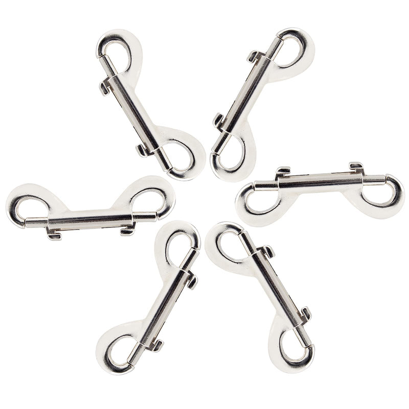 [AUSTRALIA] - Zorveiio 6 Pcs 2.7 Inch Double Ended Bolt Snaps Hook, Zinc Alloy Double Snap Hook Chain Clips for Dog Leash Key Chain Horse Tack Pet Feed Bucket Garage Use, Nickel 