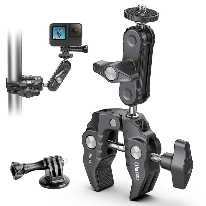 ULANZI Super Clamp Camera Clamp Mount Monitor 360° Ballhead Magic Arm Double Ball Head Adapter with 1/4"-20 & 3/8"-16 Thread for Canon Nikon DSLR Camera/Gopro/LED Lights/Ronin-M/Ronin MX/Freefly MOVI Gopro Adapter Kit